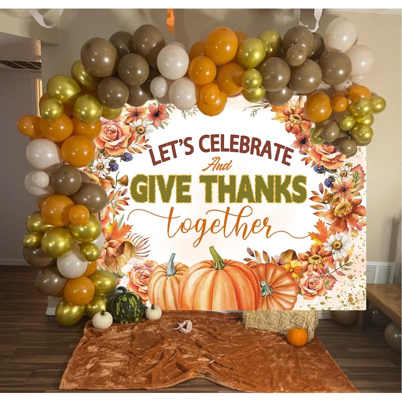 Let's Give Thanks Backdrop Fall utumn Harvest Festival Photography Backdrop