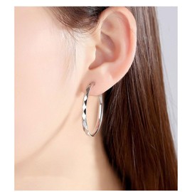 Hoop Earrings 925 Silver for Women, Hypoallergenic Large Silver Hoop Earrings, Lightweight Earrings, Silver Hoop Earrings for Women, 30/40/60 mm, Silver