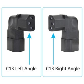 1Pair 90 Degree IEC 320 C14 Male to C13 Female Converter Adapter, Left & Right Angle Extension Connector Plug 10A 250V, for Monitor, Computer, PDU Chassis, Printer etc - 2Pcs