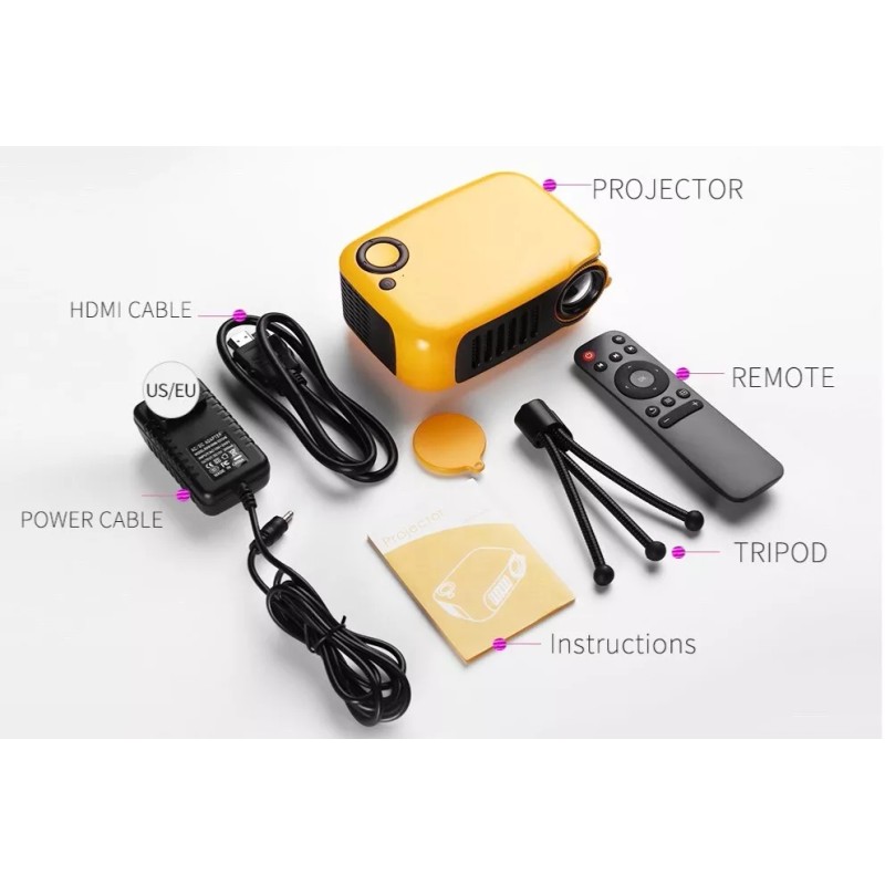 wdd Projector A2000 Mini Projector 1080P Portable Smartphone Connected