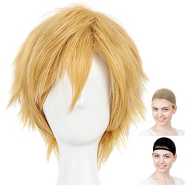 CaseEden 6055 Premium Cool Short Hair Wig, Gold, Dark Blonde