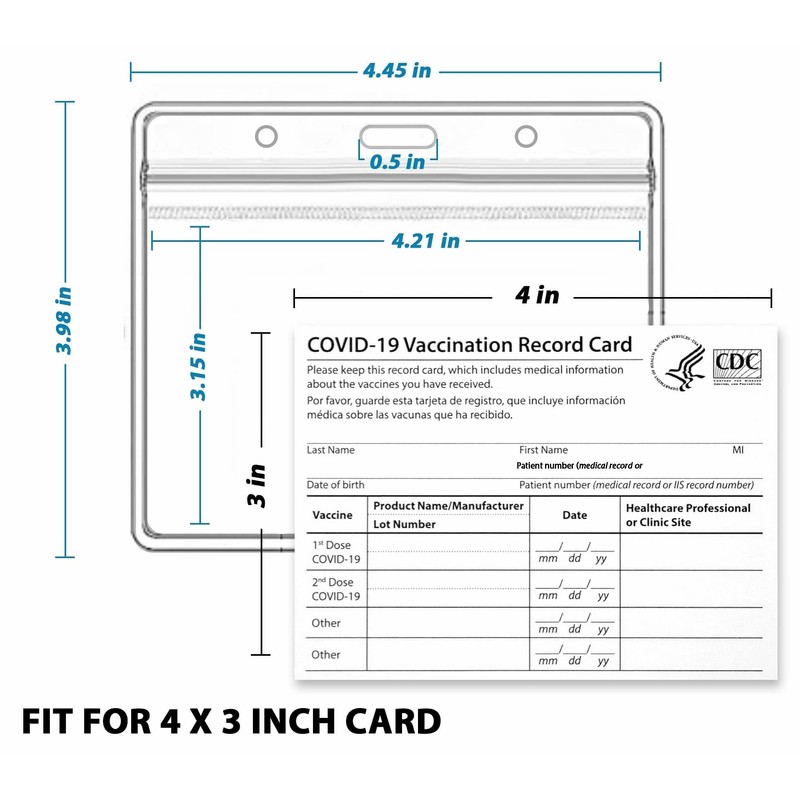 (2 Pack) Vaccination Card Protector 4 X 3 Inches Immunization