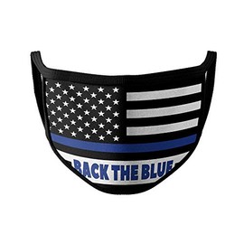 Police BACK THE BLUE Face Mask | Policeman Flag Facemask | Thin Blue Line Face Mask | Police Flag Themed Flag Face Mask | Comfortable, Washable