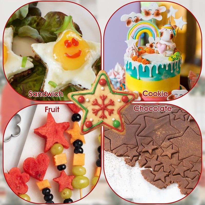 6 Pieces Star Cookie Cutters, Stainless Steel Five-Pointed Shaped Cutter,