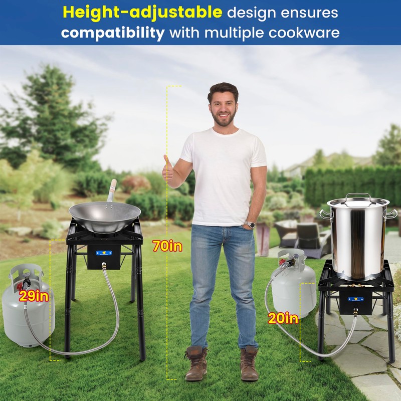 ARC 220,000 BTU Propane Burner for Outdoor Cooking w/Jet Burner,