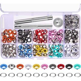Shiwaki 400 Sets 3/16 Inch Multi-Color Grommets Kit Metal Eyelets with Installation Tools and Instructor in Clear Box