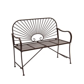 XBrand 44" L Iron Sun-Patterned Seat for Two Indoor/Outdoor Rocking Glider Bench, Durable Patio Glider Bench, Brown