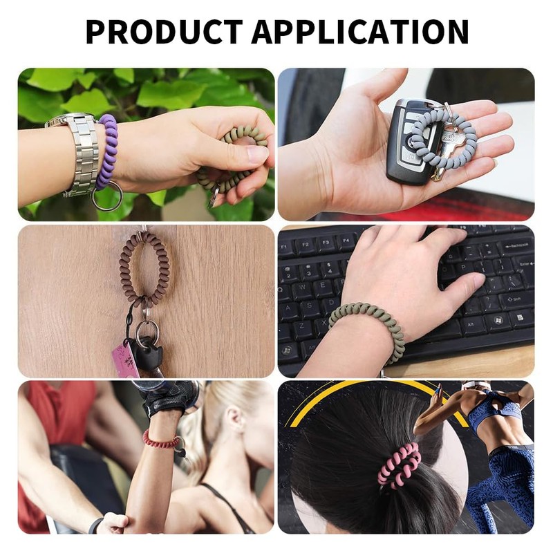 Vokenforu 10 PCS Pink Wrist Keychain, Plastic Spiral Wrist Coil,