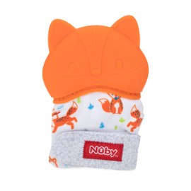 Nuby Happy Hands Silicone Teething Mitten - BPA-Free Baby Teething Toy - 3+ Months - Fox