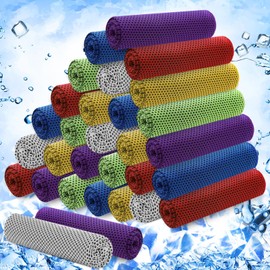 Hosuly 30 Pack Cooling Towels, 40"x12" Ice Breathable Chilly Sweat Rag Microfiber Workout Rags for Gym Towels for Neck and Face for Yoga Golf Sport Running (Classic Color)