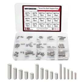 WMYCONGCONG 150 PCS 15 Kinds M2-M4 x 6/8/10/12/16mm Dowel Pins Stainless Steel Cylindrical Shelf Support Pin Fasten Elements Dowel Pins Assortment Kit