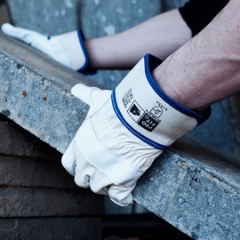 PRO FIT Premium Work Gloves ODIN Pack of 12 - Cowhide Leather Gloves, Professional Forestry Gloves, Protective Gloves with Canvas Cuff - Natural, Size 8