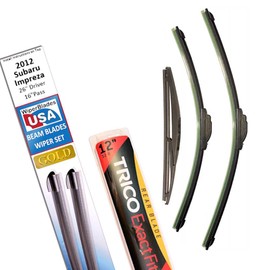 Beam Blade Wipers Replacement Set for 2012 Subaru Impreza Base w/Rear - WiperBladesUSA Gold Beam Wiper Blades Wipers Set