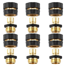 3/4 Inch Garden Hose Fitting Quick Connector Male and Female Set, Aluminum Quick Connect Hose Fittings with Rubberized Grips, Water Hose Connector for Garden (6 Sets)