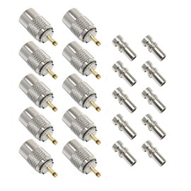 RFAdapter PL-259 Connectors, 10 Pack PL259 Coax Connectors for RG58 UHF Male Solder Plug with UG-175 Reducer for RG-213, RG142, LMR195