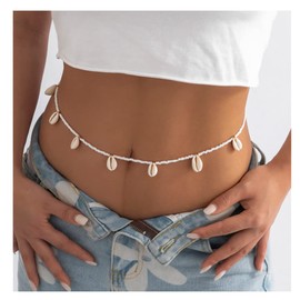 Beaded Shell Waist Chain Body Accessories for Women Teen Girls Beach Shell Belly Chain Belt Beads Waist Chain for Girls Summer Boho Waist Beads Chain