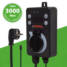 Mi-Heat Universal Outdoor Thermostat - Temperature Controller GH600 for Greenhouse, Terrarium, Incubator, Beehive - for Heating and Cooling - Universal Thermostat IPX4 - Remote Sensor