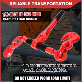 YATOINTO Ratchet Chain Binders 1/2'' - 5/8‘’ | 4 Pack Load Binder with 2 Grab Hooks | Tie Downs for Grade 70 Transport Chain | 13,000 Lbs. Safe Working Load- Heavy Duty Ratchet Binders for Towing