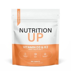 Vitamin D3 & K2 Tablets 4000IU + 100ug MK-7 – 180 High Strength Tablets – Supports Bones, Immune System & Calcium Absorption – UK Made