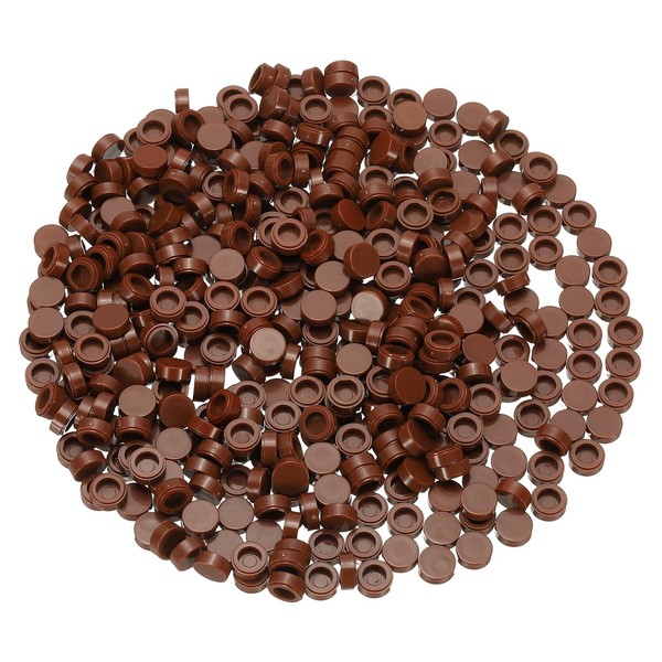 PATIKIL 455 Pcs Flat Blocks Bulk, 1x1 Round Brown Classic