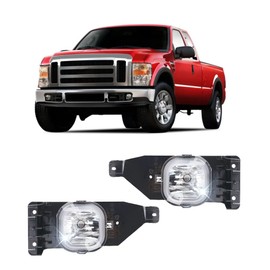 CONCEPT AUTOMOTIVE LIGHTS Replacement For 2005 2006 2007 Ford F250 F350 F450 F550 Super Duty Clear Driving Fog Lights Lamps (With LED Bulbs)