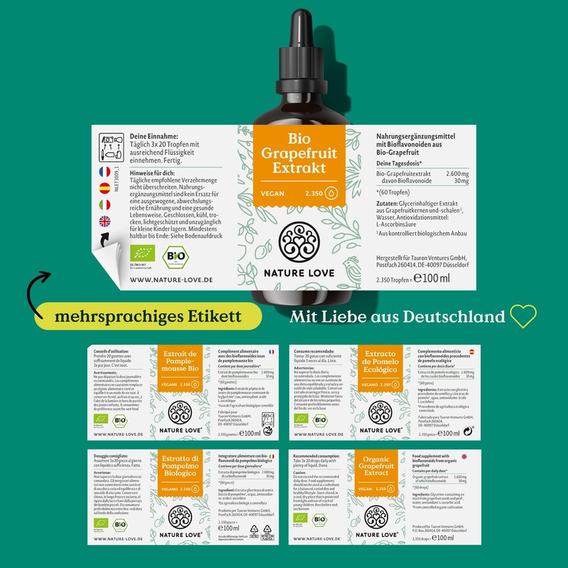 Nature Love NATURE LOVE? Bio Grapefruitextrakt - 1200mg Bioflavonoide /