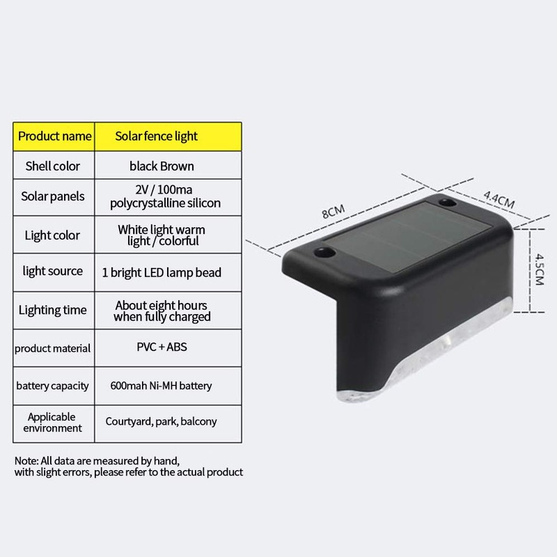 Yanhao 4 Pcs Solar Light, Outdoor Deck Light, Warm Color,