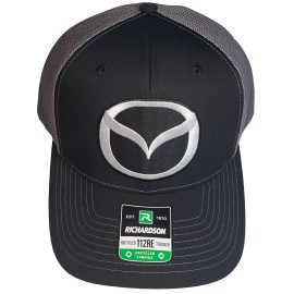Richardson Mazda Embroidered Patch on  Richardson 112 Trucker Hat Snapback Black/Charcoal
