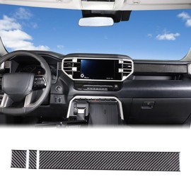 Carbon Fiber Center Control Panel Dashboard Strips Trim Sticker Fit Toyot@a Tundra/Sequoia 2022-2024 Center Console Molding Panel Cover Dashboard Central Control Strip Interior Decorative Accessories