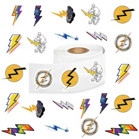 Lightning Stickers (500 pcs), 10 Sheets Aesthetics Cartoon Decal Roll Self Adhesive Seals for Kids Girls Boys Teen Birthday Party Decoration Water Bottle Laptop Scrapbook Cards Envelope