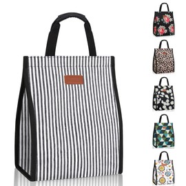 Lunch Bags for Women Insulated Reusable Lunch Tote with Internal Pocket, Lunch Tote bag for Work (Stripe)
