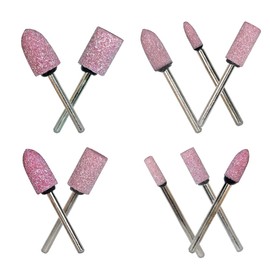 Lotatheta Abrasive Stone Mounted Points Grinding Head Wheel Bits Polishing Rotary Tool Bullet and Cylinder Shaped Pink 3mm Shank 4, 6, 8, 10, 12 mm Head Size