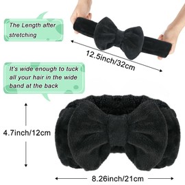 Shintop Shintop Spa Headband, Soft Carol Fleece Makeup Headband with Cute Bow Elastic Hairband for Washing Face Skincare Facial Mask ShowersBlack