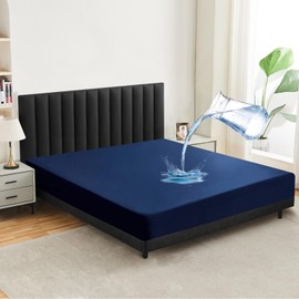 mafudoxi Mattress Protector Waterproof 90 x 200 cm, Incontinence Fitted Sheet, Breathable Mattress Protector Bed Sheet, Moisture Protection Fitted Sheet, Incontinence Underlay, Washable at 60°C, Dark