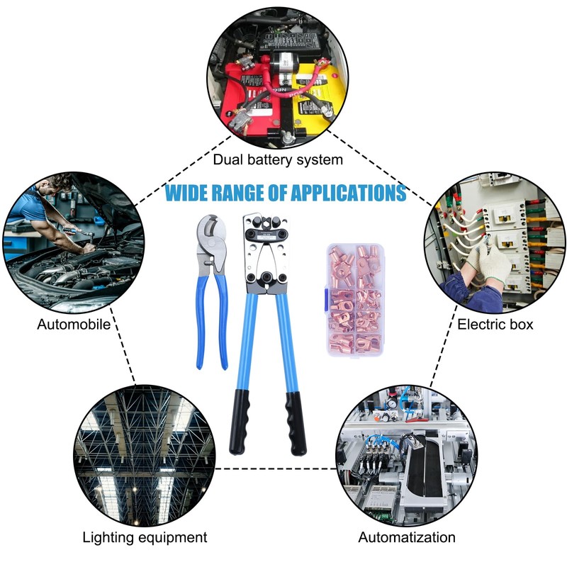 Battery Cable Lug Crimping Tool, heavy-duty wire crimper with Cable