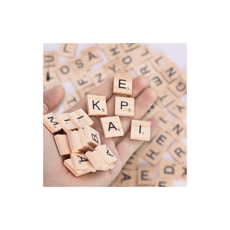 100 PCS Wood Letter Tiles Wooden Tiles