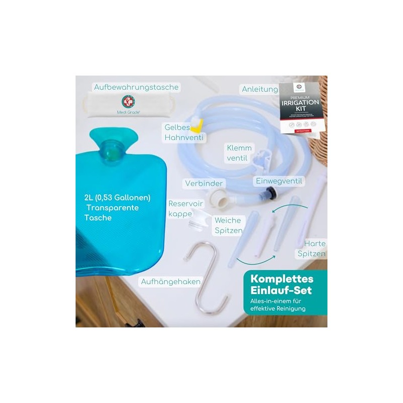 Medi Grade Enema Kit for Intimate Cleansing for Home, Turquoise,