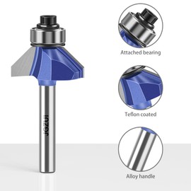 45 Degree Chamfer Router Bit Set, 1/4 Inch Shank, Cutting Diameter in 1/4 Inch, 5/16 Inch, 3/8 Inch, 1/2 Inch for Angled Edges Forming, Clean Edge or Decorative Pieces (45 Degree, 1/4*3/8)
