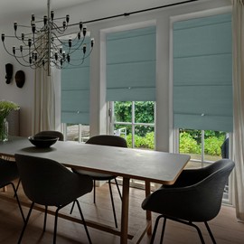 GoDear Design Blackout Magnetic Roman Shades for Windows, No Drill Cordless Blinds for French Doors Front Doors, 35" W x 65" L, Window Curtains & Blinds, Turquoise