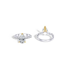 Kstyle 2ct Pear Shaped Moissanite Solitaire Engagement Rings for Women, 14K Gold Plated 925 Sterling Silver, (2cttw Pear Cut, D Color, VVS1 Clarity)