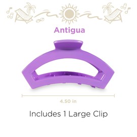 TELETIES - Large Open Claw Clip - Strong Grip, Bendable Teeth, Comfortable Cutout Design - Ideal for Long, Thick, Curly, or Wavy Hair - For All Hair Textures - Spring Break Collection - Antigua