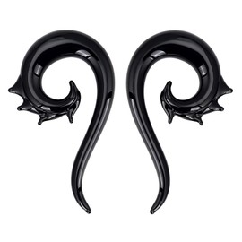 Qmcandy 2pcs Glass Spiral Ear Plugs Tapers Plugs Twist Stretchers Earrings Piercing Gauges 4g-00g, Glass, cubic-zirconia