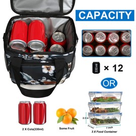 Femuar Lunch Bags for Women/Men, Insulated Lunch Bag for Work Office Picnic - Lunch Cooler Bag Leakproof Lunch Box with Adjustable Shoulder Strap - Hibiscus