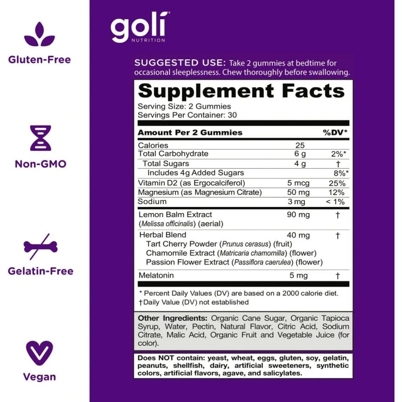 Goli Nutrition Sleep Melatonina 5mg - 60 Gomitas Sabor Mix