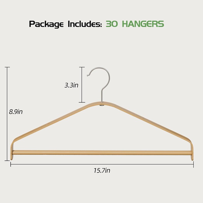 APRTAT Bamboo Clothes Hangers 30 Pack, Suit Hangers 360° Rotatable
