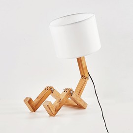 Kariosid Robot Cute Desk Lamp,Wood Bedside Table Lamp,Creative Table Lamp Wood Base Adjustable Shape,Fun Funky Wooden Reading Light for Bedroom,Study, Office,Kids Room(E27)