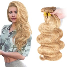 LadrXadr P27/613 Human Hair Bundles Blonde Body Wave Bundles 16 18 20 inch #27 Human Hair Bundles Two Tone #27 Mixed With #613 Bundle Human Hair Extensions