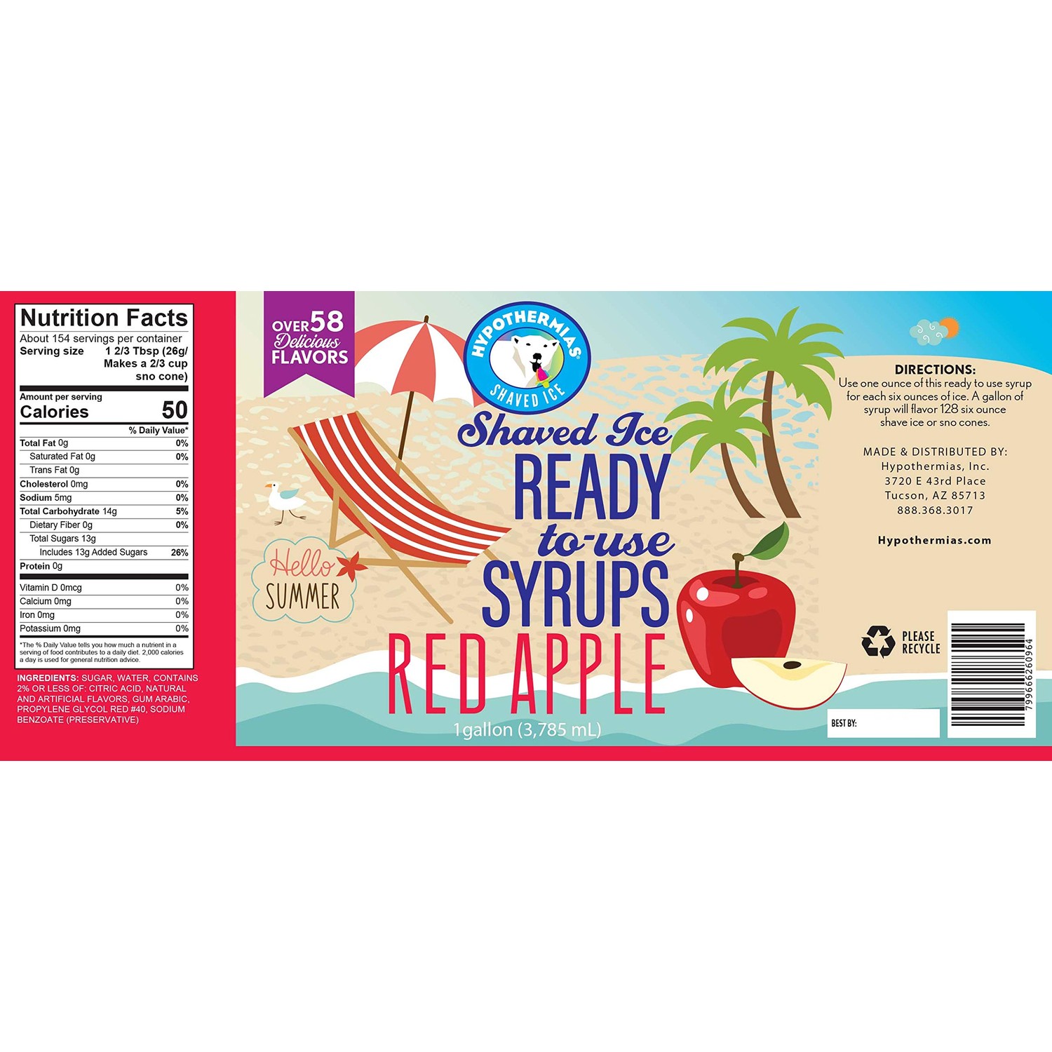 Red Apple Ready to Use Shaved Ice or Snow Cone Syrup Gallon (128 Fl. Oz ...