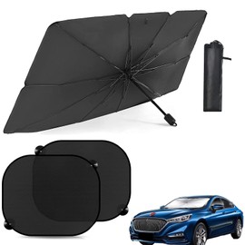 Auto Frontscheiben Sonnenschutz Front-Sonnenschutz UV-Schutz, Verbesserter 360° Rotations Faltbarer Auto Windschutzscheibe Sonnenschirm Regenschirm für die meisten Autos und SUV