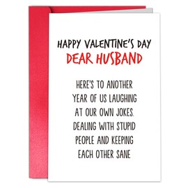 TQDaiker Valentine's Day Greeting Card for Husband, Naughty Vday Card from Wife, Love Card for Him, Lovely Red Heart Pattern Card